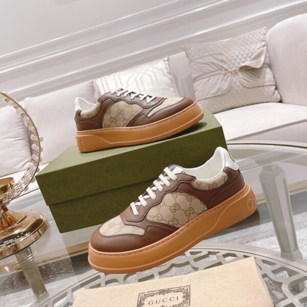sy_no_DF7C8FECD0EA50EE29FDC48701604CED_5 Gucci Re-Web Mocha Brown GG Canvas Platform Sneakers
