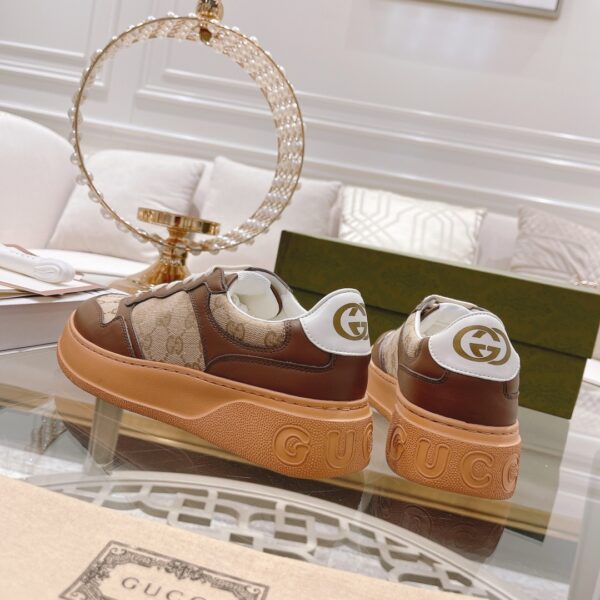 sy_no_DF7C8FECD0EA50EE29FDC48701604CED_6 Gucci Re-Web Mocha Brown GG Canvas Platform Sneakers