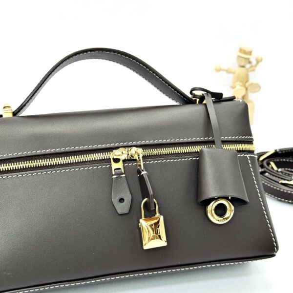High-End L23 "Lunchbox" Style Cowhide Handbag/Shoulder Bag – Coffee Brown