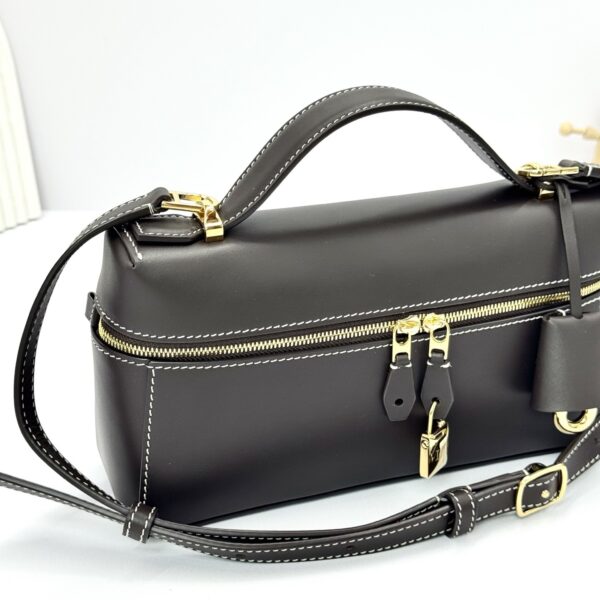 High-End L23 "Lunchbox" Style Cowhide Handbag/Shoulder Bag – Coffee Brown