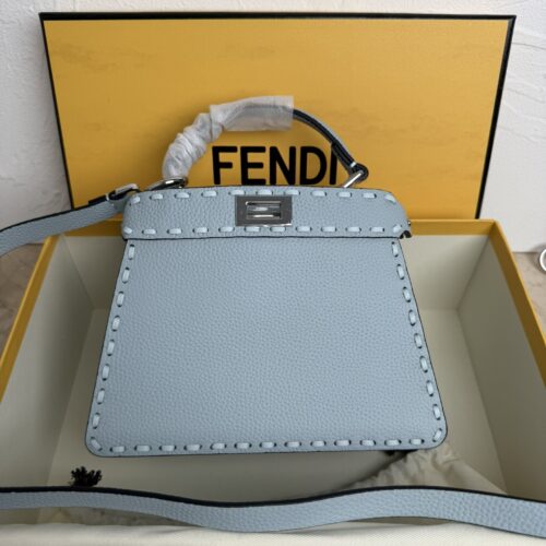 sy_no_DFE81DE7735433E77B86A6380BB13DF1_0 Blue Small Peekaboo ISeeU Textured Calfskin Handbag