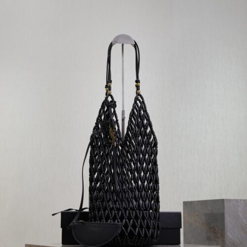 YSL Bucket Sule Handwoven Bag – Black