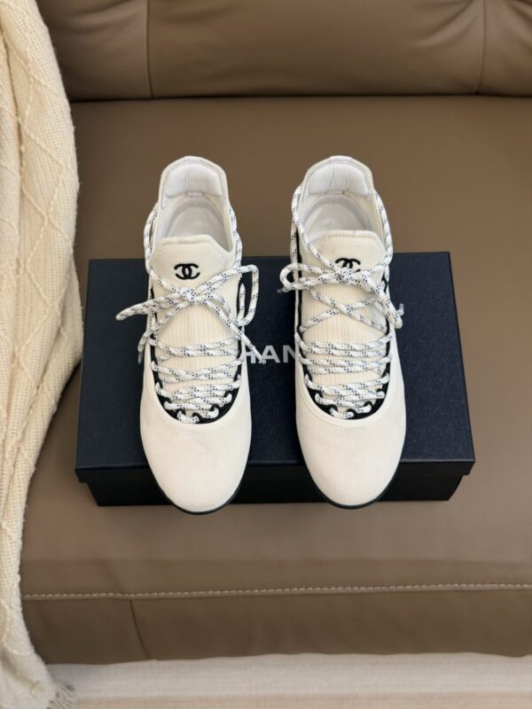 Chanel High-Top Sneakers in Ivory Suede & Knit