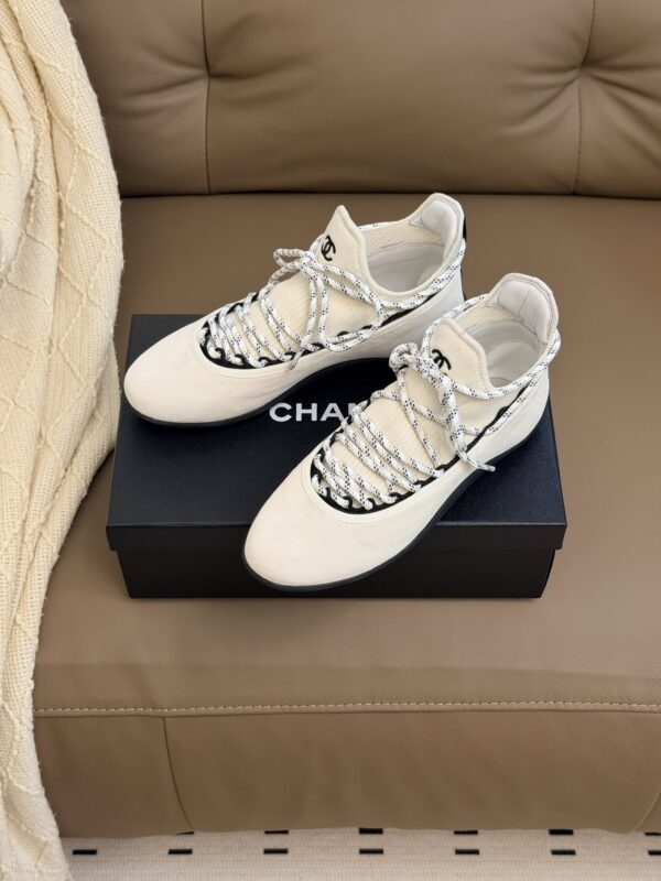 Chanel High-Top Sneakers in Ivory Suede & Knit
