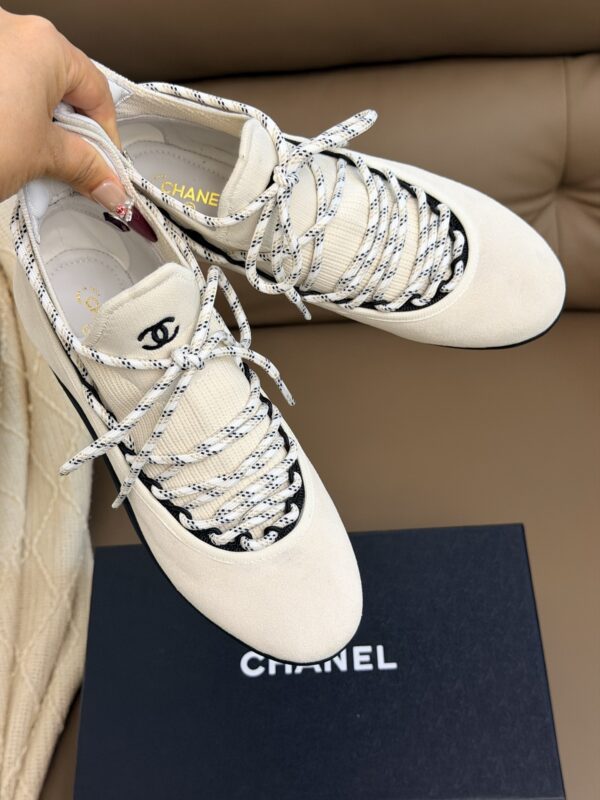 Chanel High-Top Sneakers in Ivory Suede & Knit