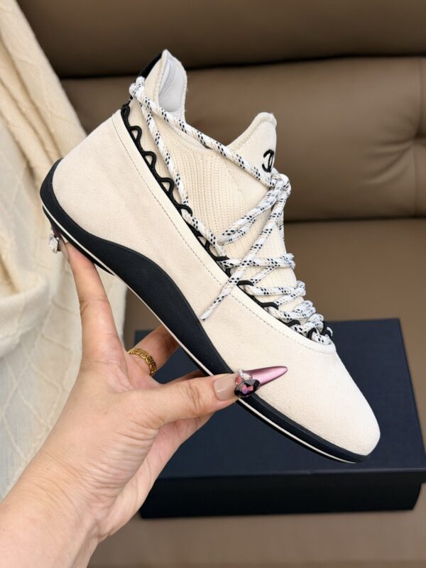 Chanel High-Top Sneakers in Ivory Suede & Knit