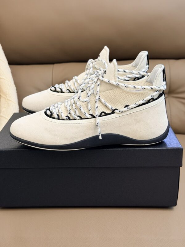 Chanel High-Top Sneakers in Ivory Suede & Knit