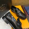 sy_no_E163A188E9D08E58E93B96CD05175790_4 Prada Black Brushed Leather Metal Bar Loafers