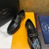sy_no_E163A188E9D08E58E93B96CD05175790_8 Prada Black Brushed Leather Metal Bar Loafers