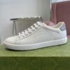 Gucci Ace Perforated Interlocking G Sneaker in White & Grey Leather