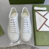 Gucci Ace Perforated Interlocking G Sneaker in White & Grey Leather