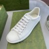 Gucci Ace Perforated Interlocking G Sneaker in White & Grey Leather