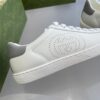 Gucci Ace Perforated Interlocking G Sneaker in White & Grey Leather