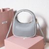 MIU MIU Wander Calfskin Shoulder/Crossbody Bag – Marble Grey and White