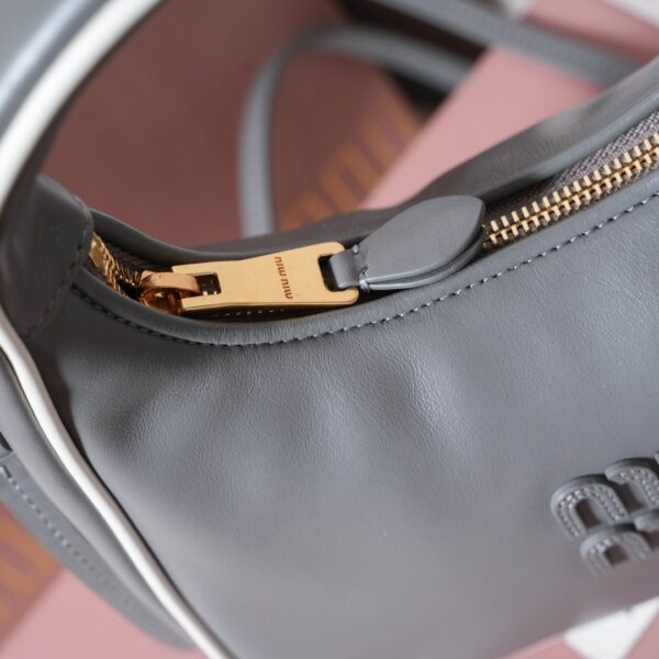 MIU MIU Wander Calfskin Shoulder/Crossbody Bag – Marble Grey and White