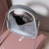 MIU MIU Wander Calfskin Shoulder/Crossbody Bag – Marble Grey and White