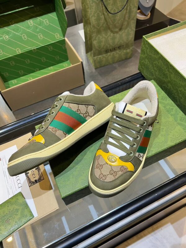 sy_no_E46A44524E5A7AFAE415DCE670A75CED_1 Olive Green Suede & Monogram Retro Sneakers