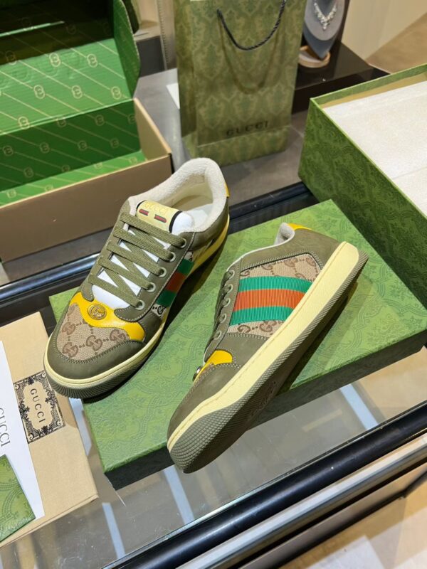 sy_no_E46A44524E5A7AFAE415DCE670A75CED_4 Olive Green Suede & Monogram Retro Sneakers