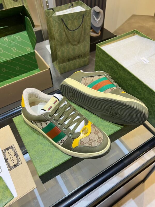 sy_no_E46A44524E5A7AFAE415DCE670A75CED_6 Olive Green Suede & Monogram Retro Sneakers