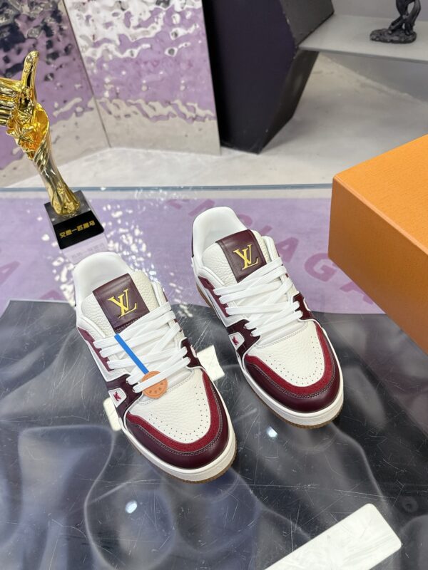 Louis Vuitton LV Trainer Maxi Burgundy & White Suede Sneakers