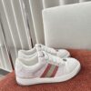 sy_no_E4C1747DAD2EA182D8D6E42C5BCF5642_3 Gucci Screener Sneaker in White GG Canvas with Red & Cream Web Stripe