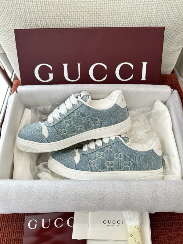 Gucci Screener GG Denim Sneaker in Light Blue