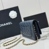 sy_no_E5B422A69AA49A374FD6F968BDBEE3DF_1 Deep Blue Quilted Textured Calfskin WOC Chain Wallet