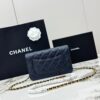 sy_no_E5B422A69AA49A374FD6F968BDBEE3DF_2 Deep Blue Quilted Textured Calfskin WOC Chain Wallet