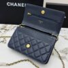 sy_no_E5B422A69AA49A374FD6F968BDBEE3DF_5 Deep Blue Quilted Textured Calfskin WOC Chain Wallet