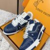 sy_no_E7BA40665B700004195FBB97F5348285_1 Louis Vuitton LV Trainer Indigo Denim with Pearl Studs Retro Sneakers