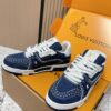 sy_no_E7BA40665B700004195FBB97F5348285_2 Louis Vuitton LV Trainer Indigo Denim with Pearl Studs Retro Sneakers