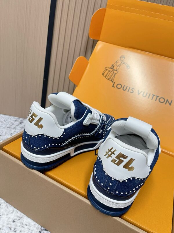 sy_no_E7BA40665B700004195FBB97F5348285_3 Louis Vuitton LV Trainer Indigo Denim with Pearl Studs Retro Sneakers