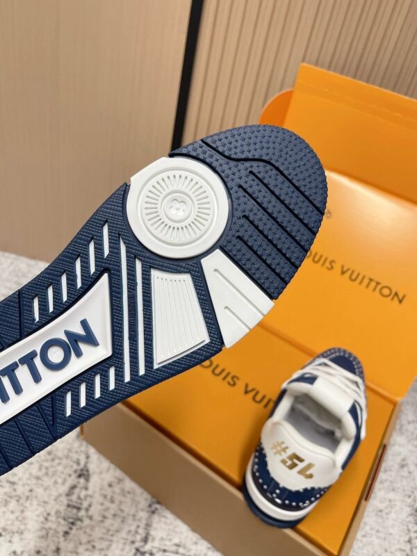 sy_no_E7BA40665B700004195FBB97F5348285_7 Louis Vuitton LV Trainer Indigo Denim with Pearl Studs Retro Sneakers