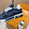 sy_no_E7BA40665B700004195FBB97F5348285_8 Louis Vuitton LV Trainer Indigo Denim with Pearl Studs Retro Sneakers
