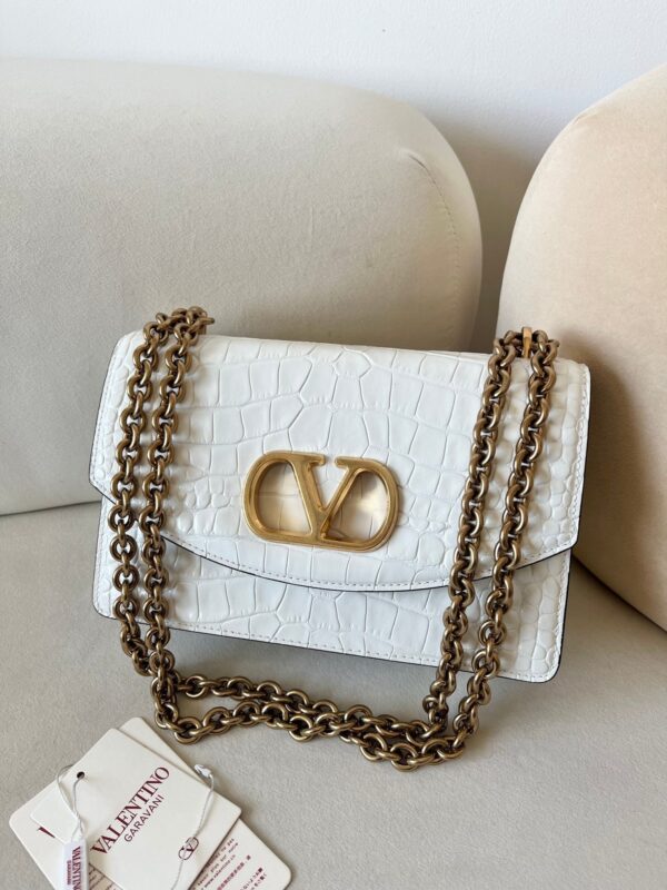 Valentino Garavani Vain Women's Crocodile-Embossed Leather Chain Shoulder Bag
