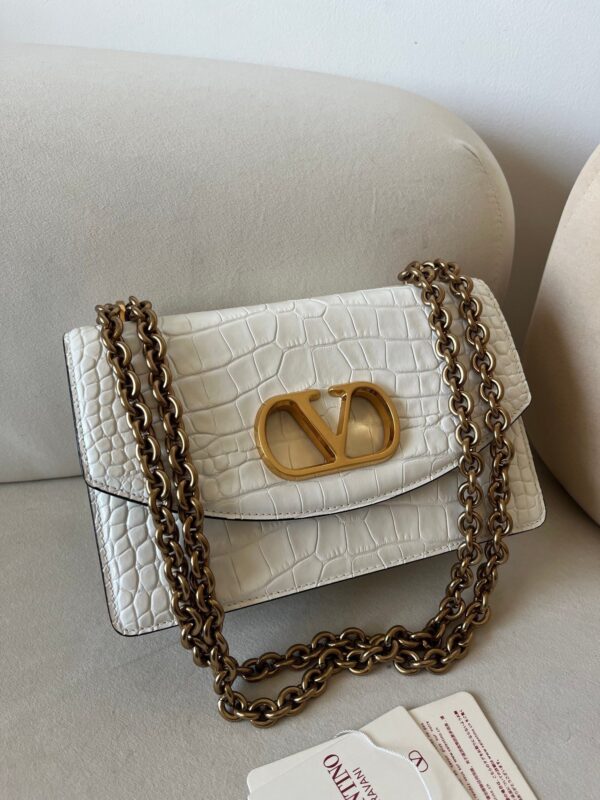 Valentino Garavani Vain Women's Crocodile-Embossed Leather Chain Shoulder Bag