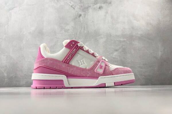 sy_no_E87ABA6548506BCA737634341C6A5E9D_1 Louis Vuitton LV Trainer Pink Monogram Denim & White Leather Retro Sneakers
