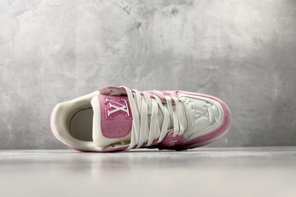 sy_no_E87ABA6548506BCA737634341C6A5E9D_2 Louis Vuitton LV Trainer Pink Monogram Denim & White Leather Retro Sneakers