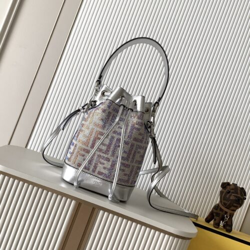 Fendi Mon Tresor Mini Crystal-Pattern Bucket Bag