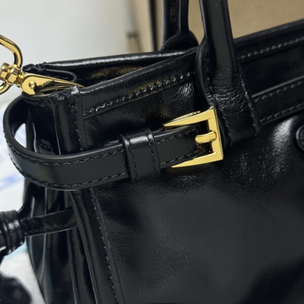 sy_no_E89A5C1B374E184A6D5D2B052B8F9695_5 Black Vintage Glossy Leather Buckle Mini Handbag