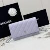 Light Purple Quilted Textured Calfskin WOC Chain Wallet