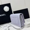 Light Purple Quilted Textured Calfskin WOC Chain Wallet