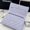 Light Purple Quilted Textured Calfskin WOC Chain Wallet