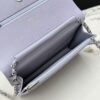 Light Purple Quilted Textured Calfskin WOC Chain Wallet
