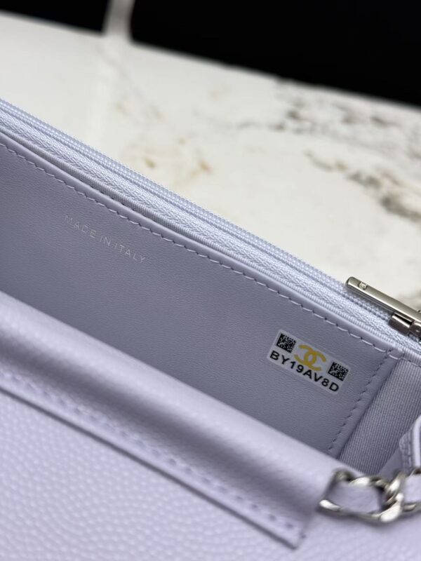 Light Purple Quilted Textured Calfskin WOC Chain Wallet