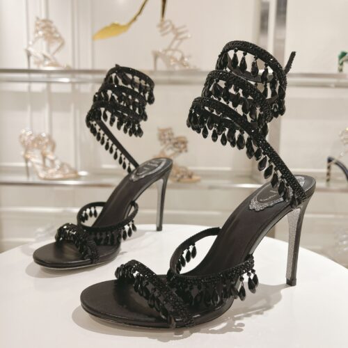 sy_no_E8BA30BE3CC24BDE649041DF94E2BD3C_0 Black Crystal Chandelier Spiral High-Heel Sandals