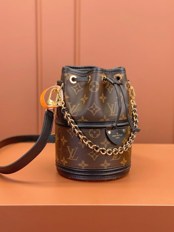 sy_no_E8DDB1DA478DECE253421E8BCB8811A8_2 Monogram Canvas & Black Leather Bella Bucket Bag