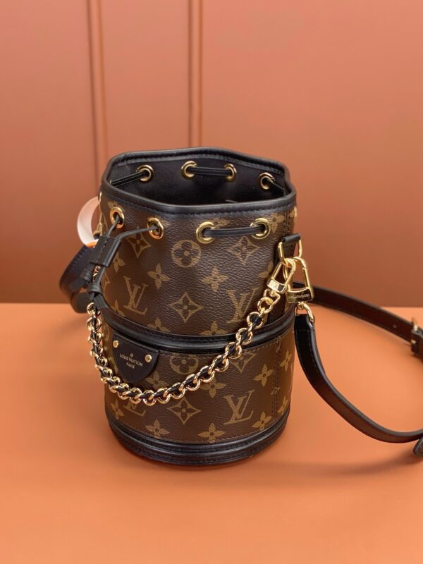 sy_no_E8DDB1DA478DECE253421E8BCB8811A8_3 Monogram Canvas & Black Leather Bella Bucket Bag
