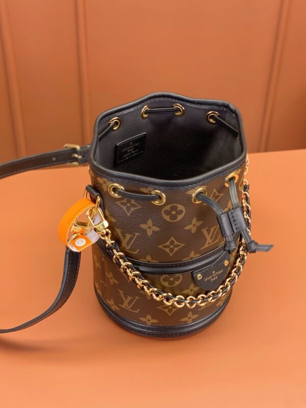 sy_no_E8DDB1DA478DECE253421E8BCB8811A8_4 Monogram Canvas & Black Leather Bella Bucket Bag