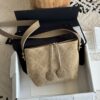 sy_no_E979C31F5327597AB15A22E6BC23C0AC_0 Sand Gold / Khaki Beige Suede Quilted Drawstring Bucket Bag